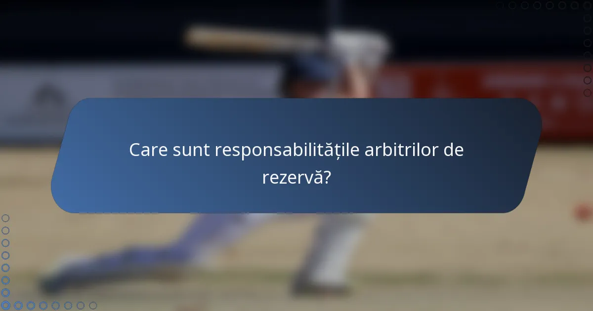 Care sunt responsabilitățile arbitrilor de rezervă?
