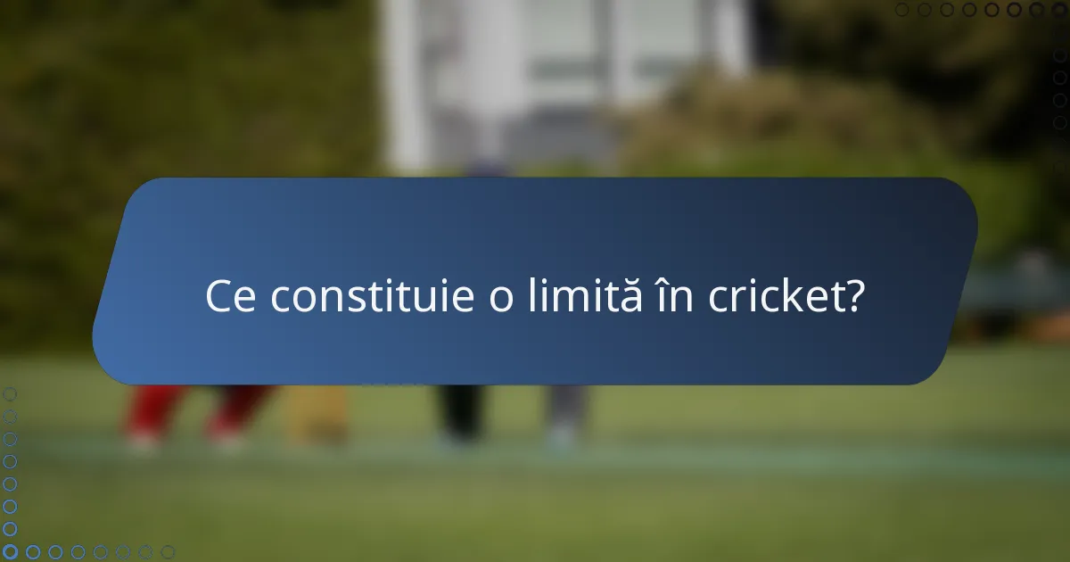 Ce constituie o limită în cricket?