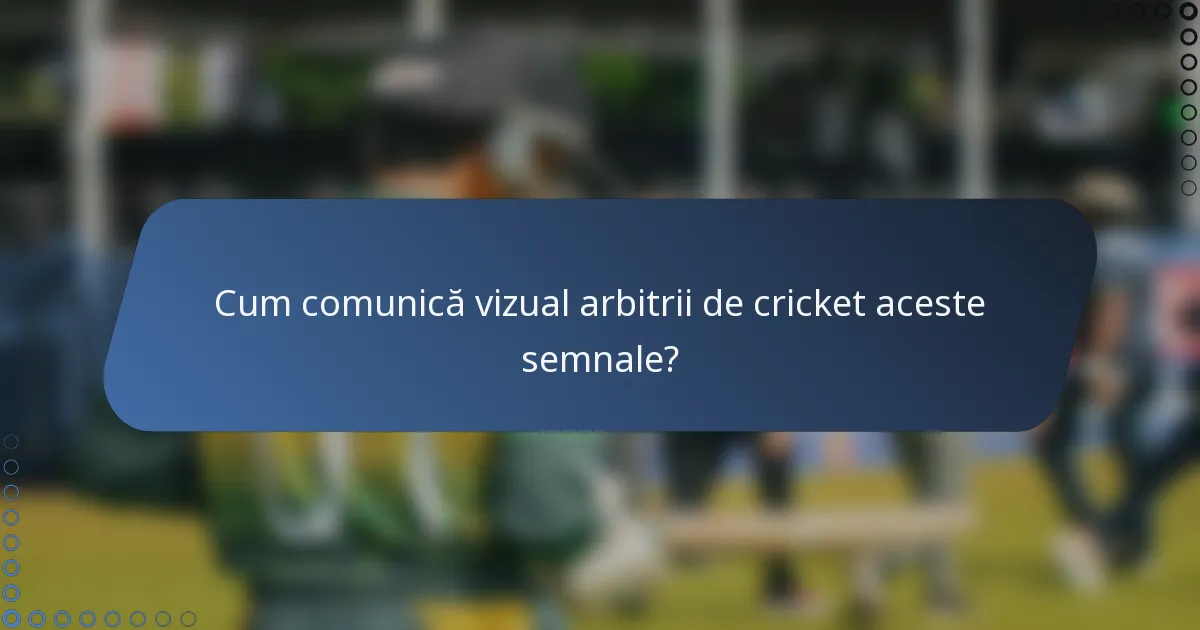 Cum comunică vizual arbitrii de cricket aceste semnale?