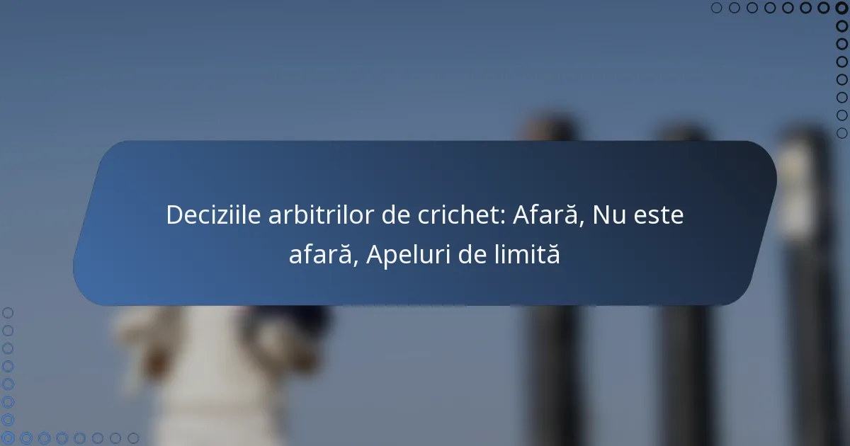 Deciziile arbitrilor de crichet: Afară, Nu este afară, Apeluri de limită