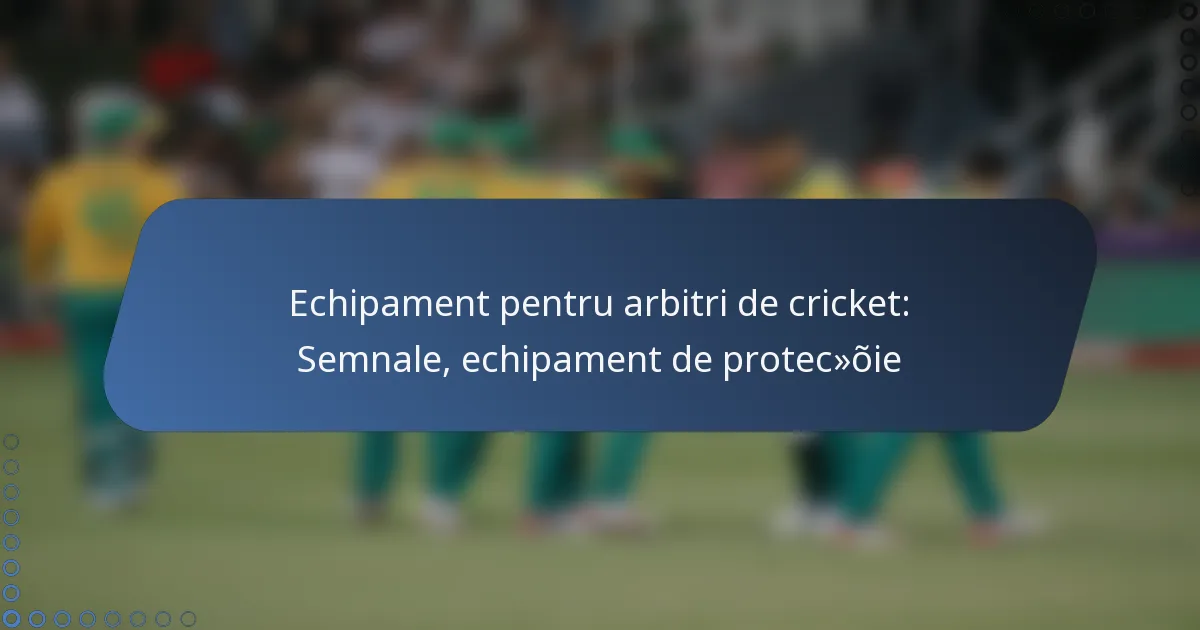 Echipament pentru arbitri de cricket: Semnale, echipament de protecție