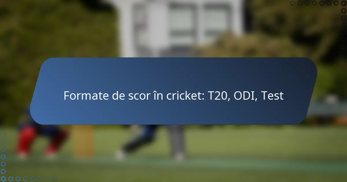 Formate de scor în cricket: T20, ODI, Test