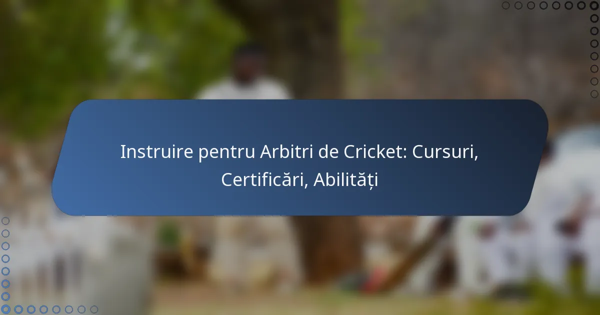 Instruire pentru Arbitri de Cricket: Cursuri, Certificări, Abilități