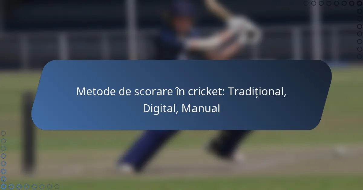 Metode de scorare în cricket: Tradițional, Digital, Manual