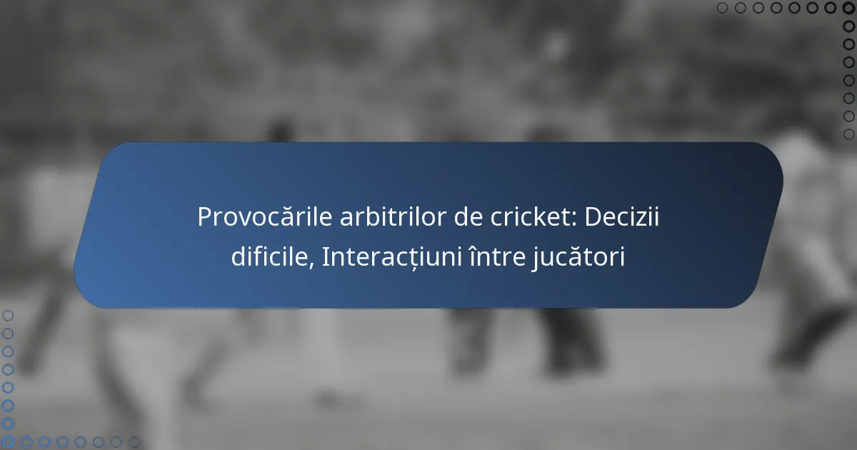 Provocările arbitrilor de cricket: Decizii dificile, Interacțiuni între jucători