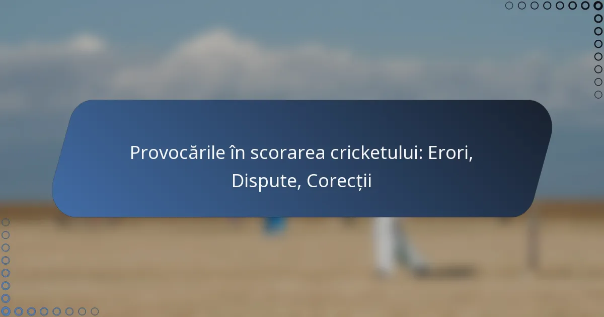 Provocările în scorarea cricketului: Erori, Dispute, Corecții