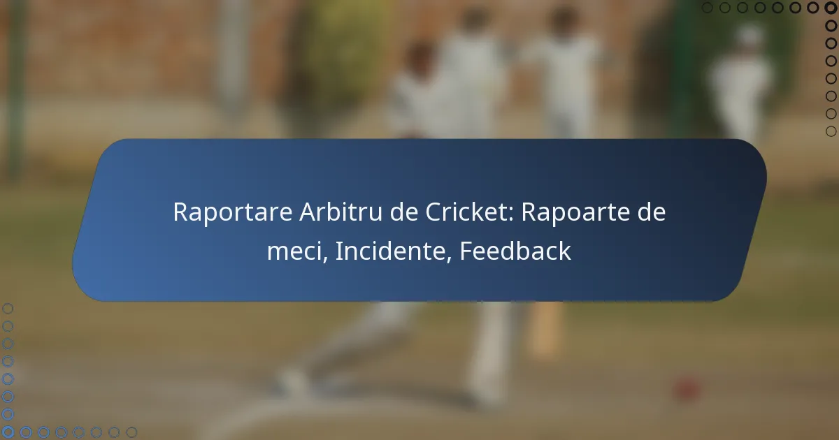 Raportare Arbitru de Cricket: Rapoarte de meci, Incidente, Feedback