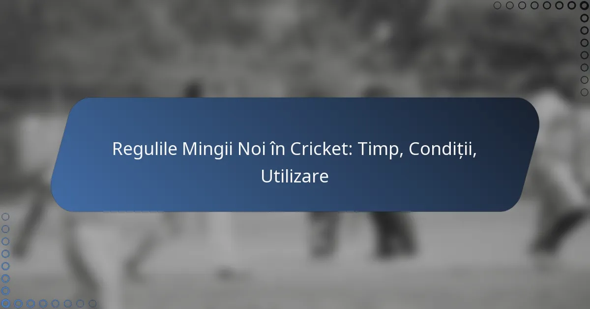 Regulile Mingii Noi în Cricket: Timp, Condiții, Utilizare