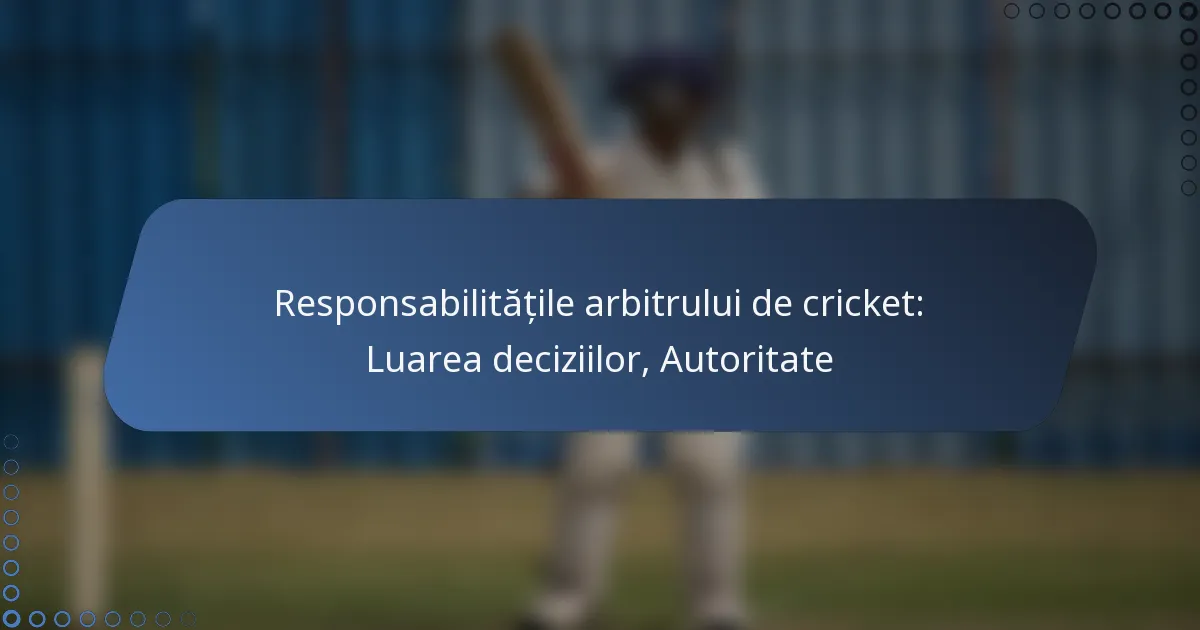 Responsabilitățile arbitrului de cricket: Luarea deciziilor, Autoritate