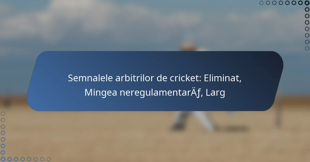 Semnalele arbitrilor de cricket: Eliminat, Mingea neregulamentară, Larg