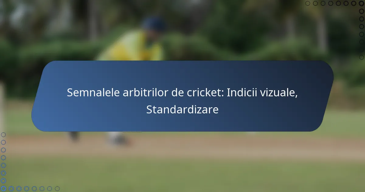 Semnalele arbitrilor de cricket: Indicii vizuale, Standardizare