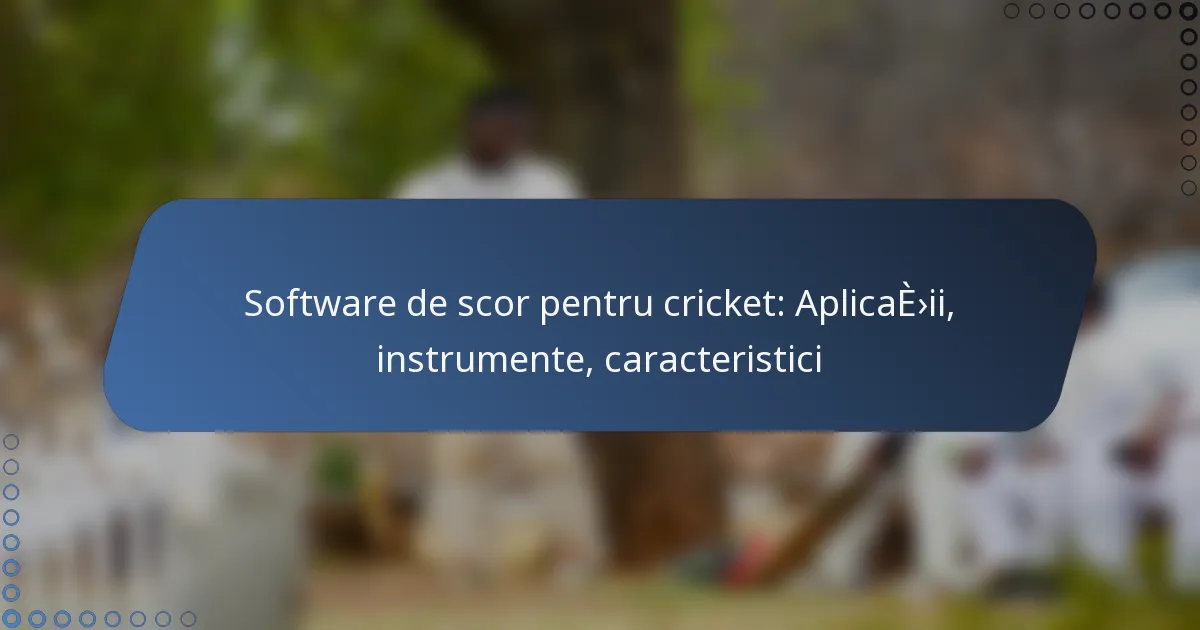 Software de scor pentru cricket: Aplicații, instrumente, caracteristici