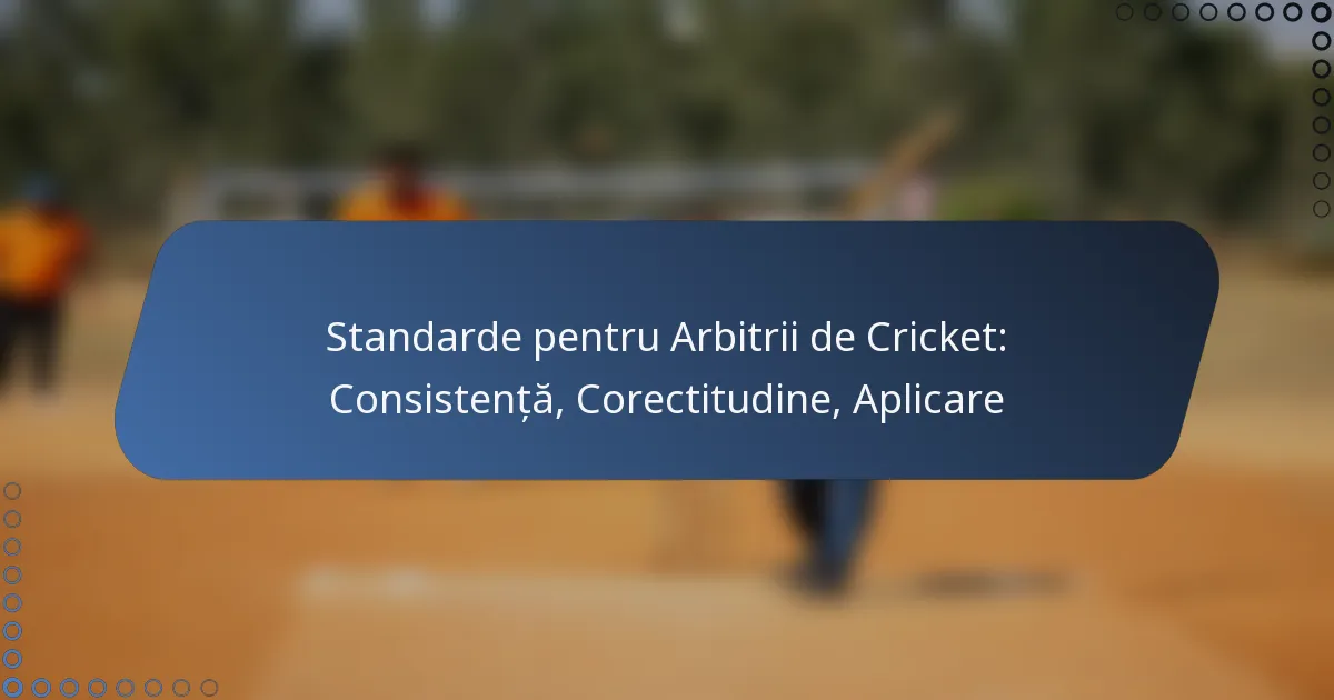 Standarde pentru Arbitrii de Cricket: Consistență, Corectitudine, Aplicare